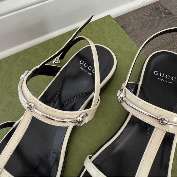 GUCCI Divine Leather Slingback Sandals white 9 - Picture 3 of 7